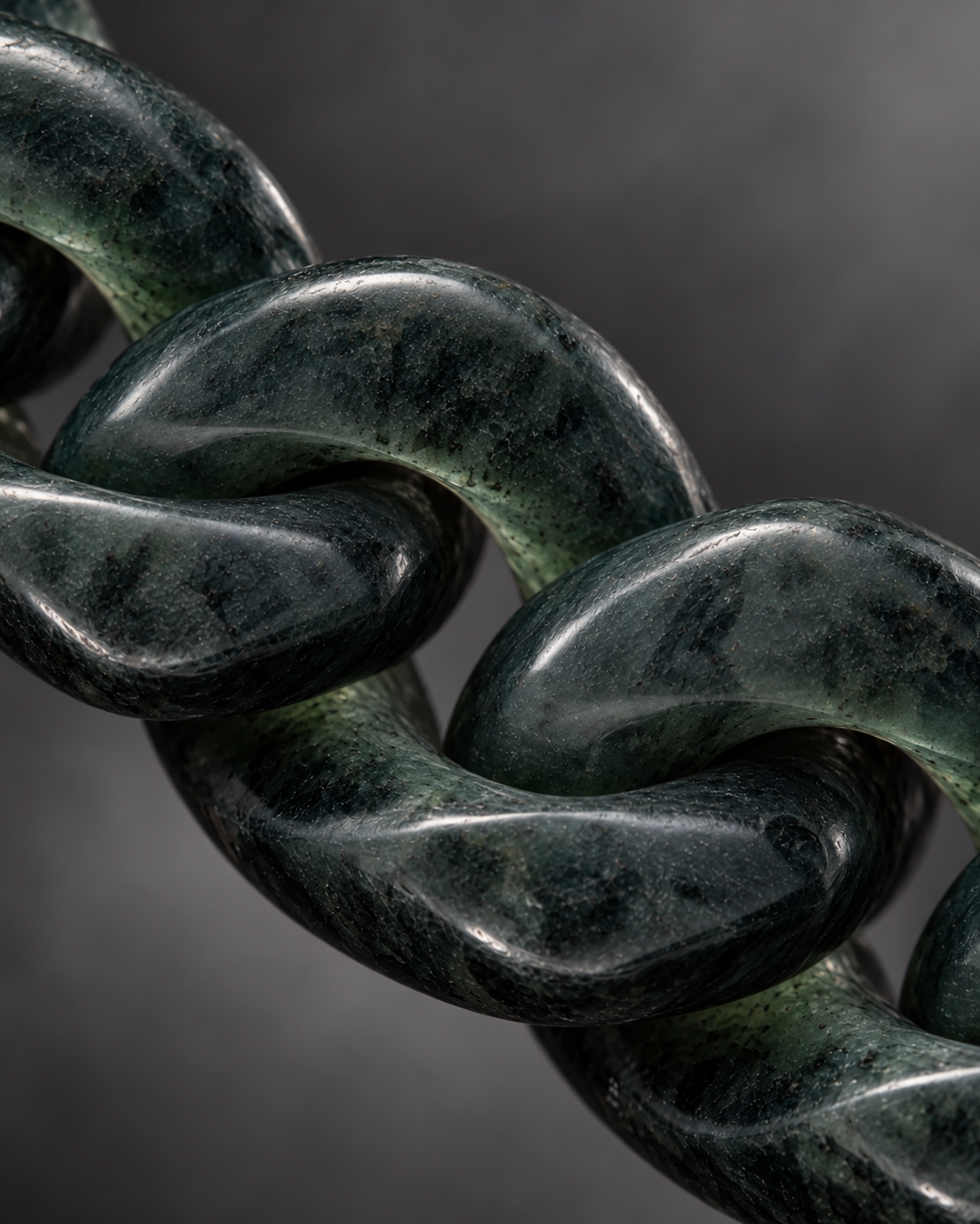 Finish texture close-up of Classic Cuban Chain Bracelet In Black Jade With Oxidized Stainless Steel