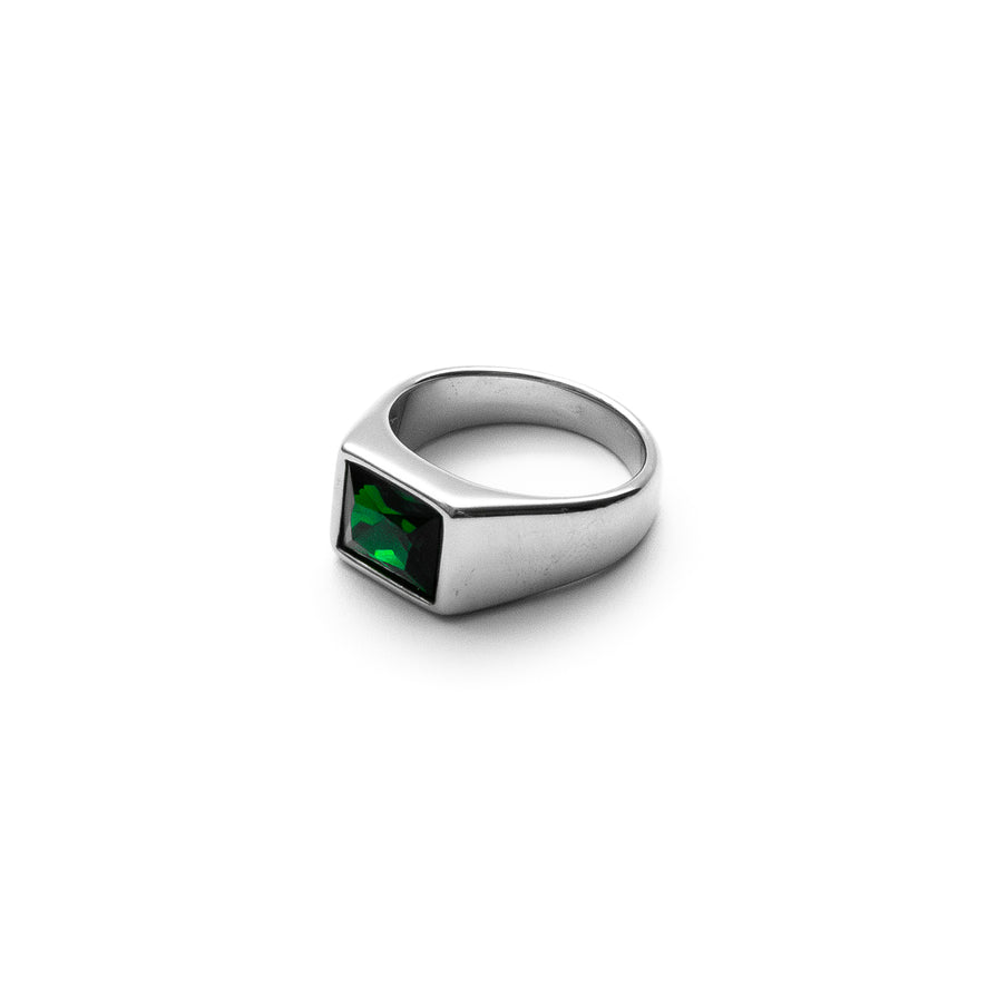 Emerald Green & Silver Ring