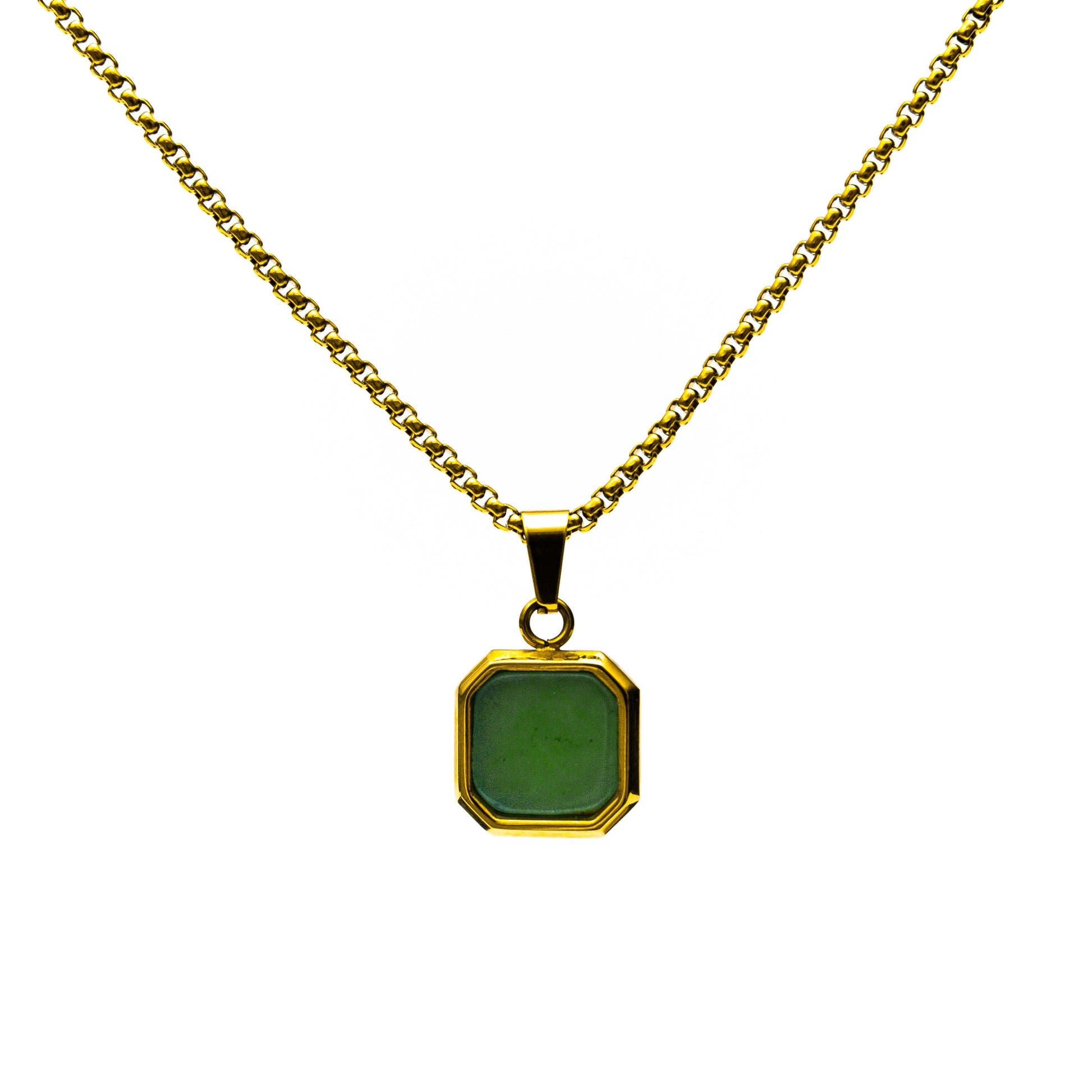 Green Icon Gold Pendant Necklace