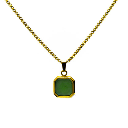 Green Icon Gold Pendant Necklace