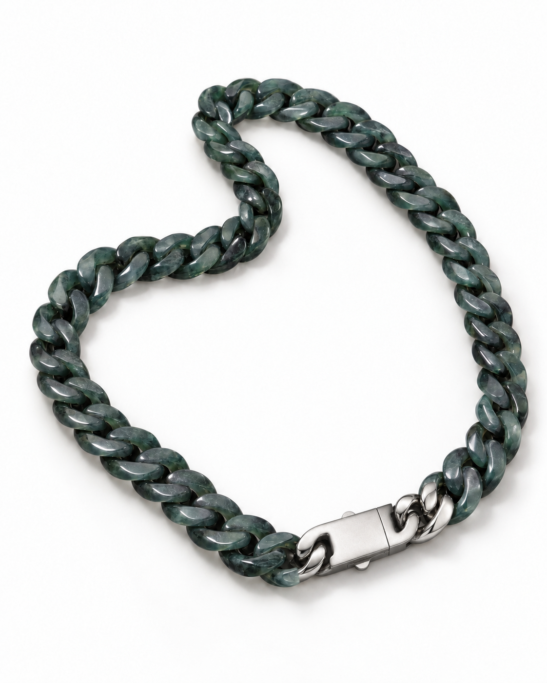 Black jade Cuban link necklace