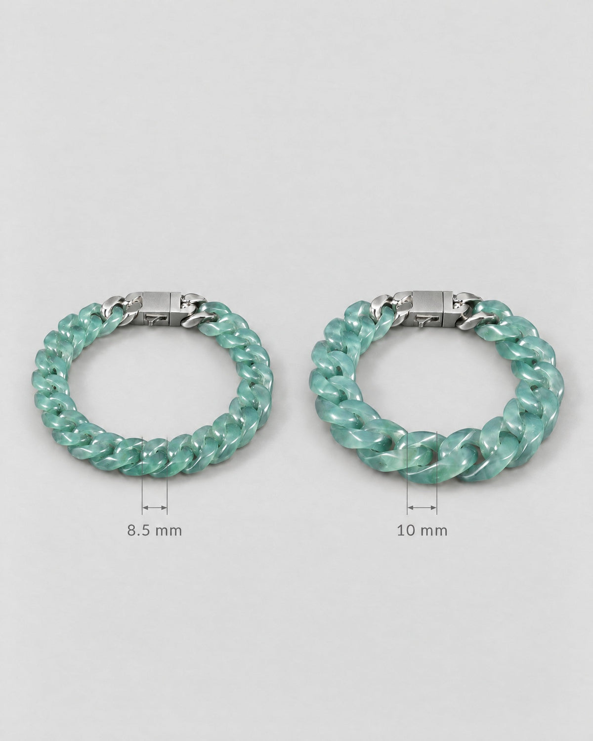 Blue-green jadeite Cuban link bracelet