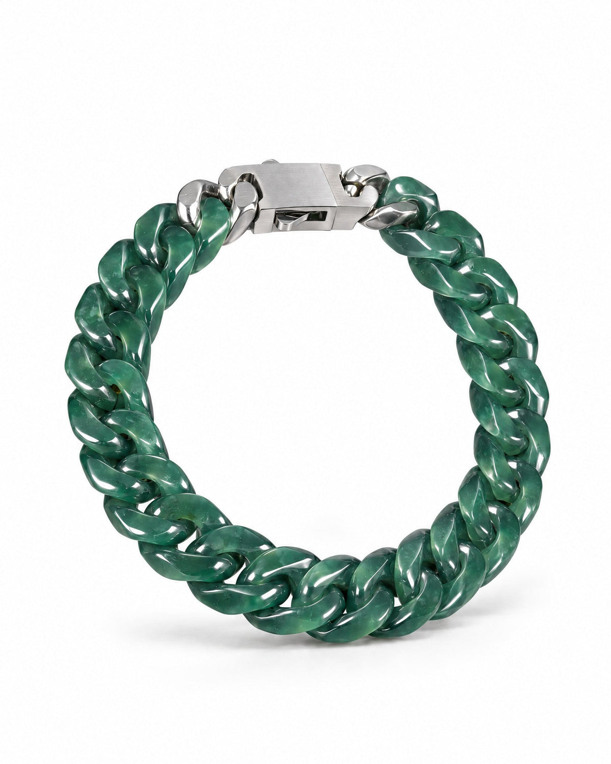Jelly green Mayan jade Cuban link bracelet