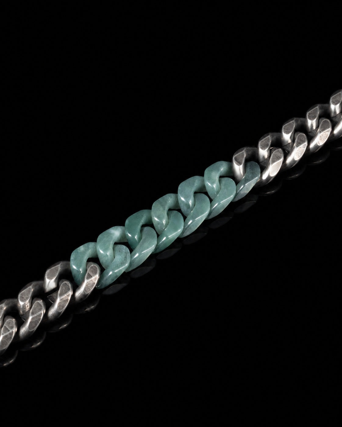 Green Jade jade links, up close