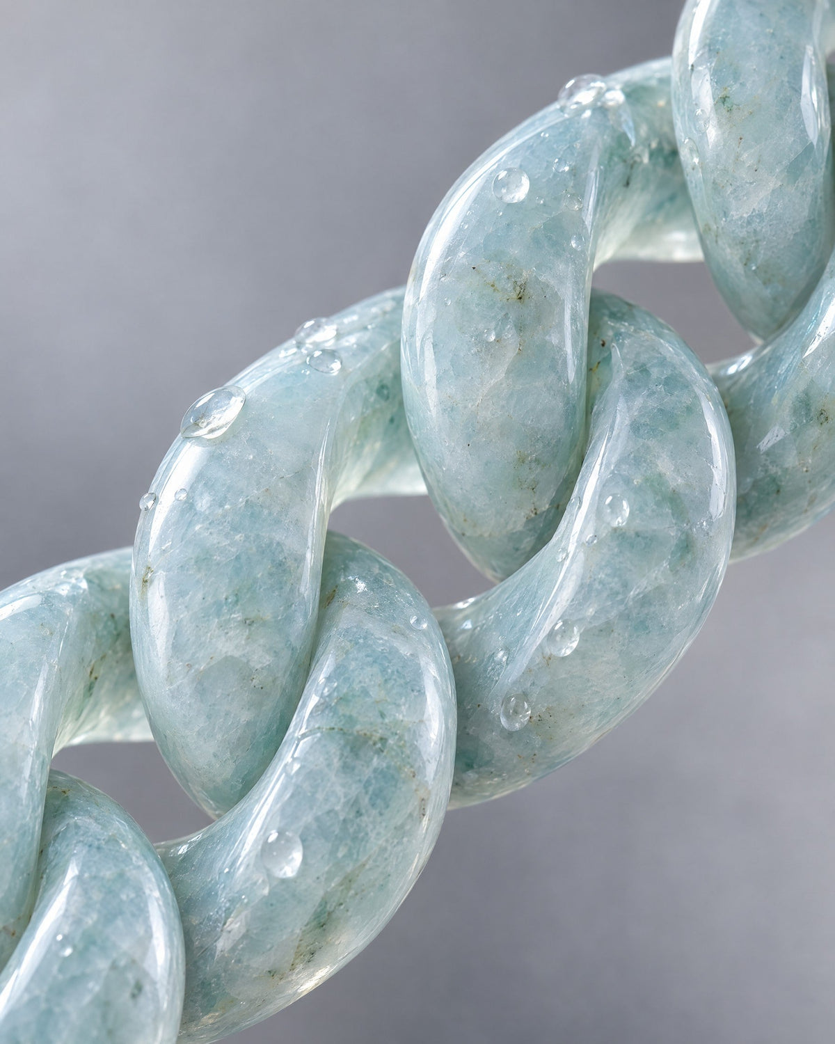 Finish texture close-up of Classic Cuban Link Chain Necklace In Blue Jadeite