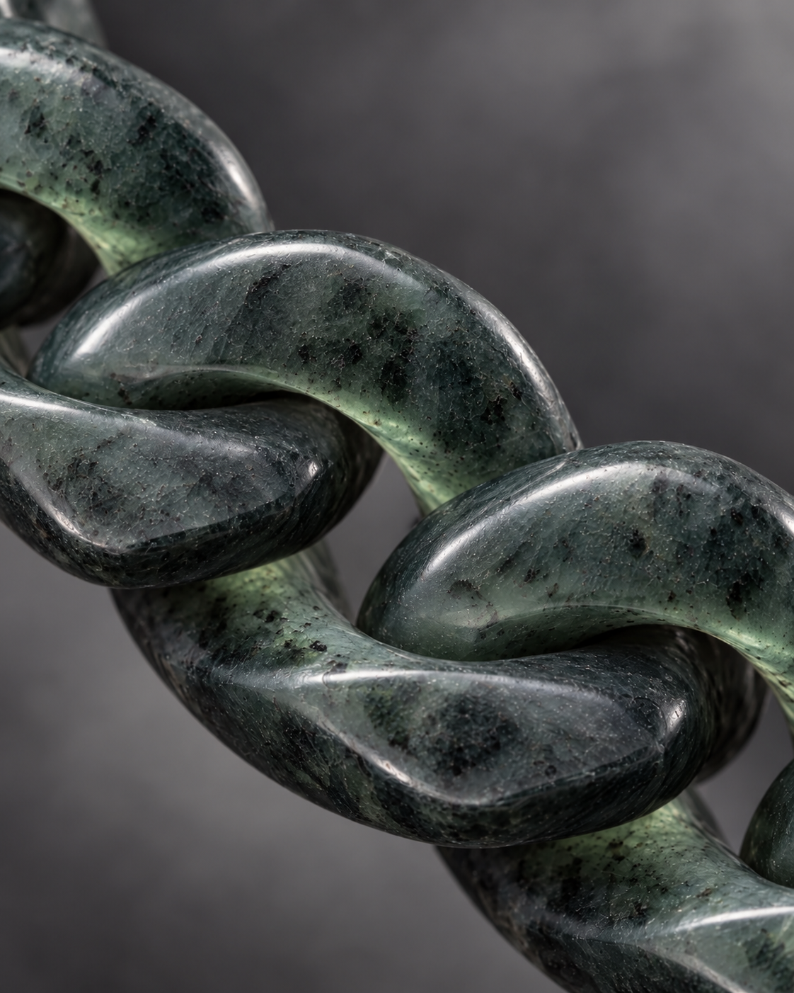 Finish texture close-up of Classic Cuban Chain Necklace In Mayan Jade With Stainless Steel