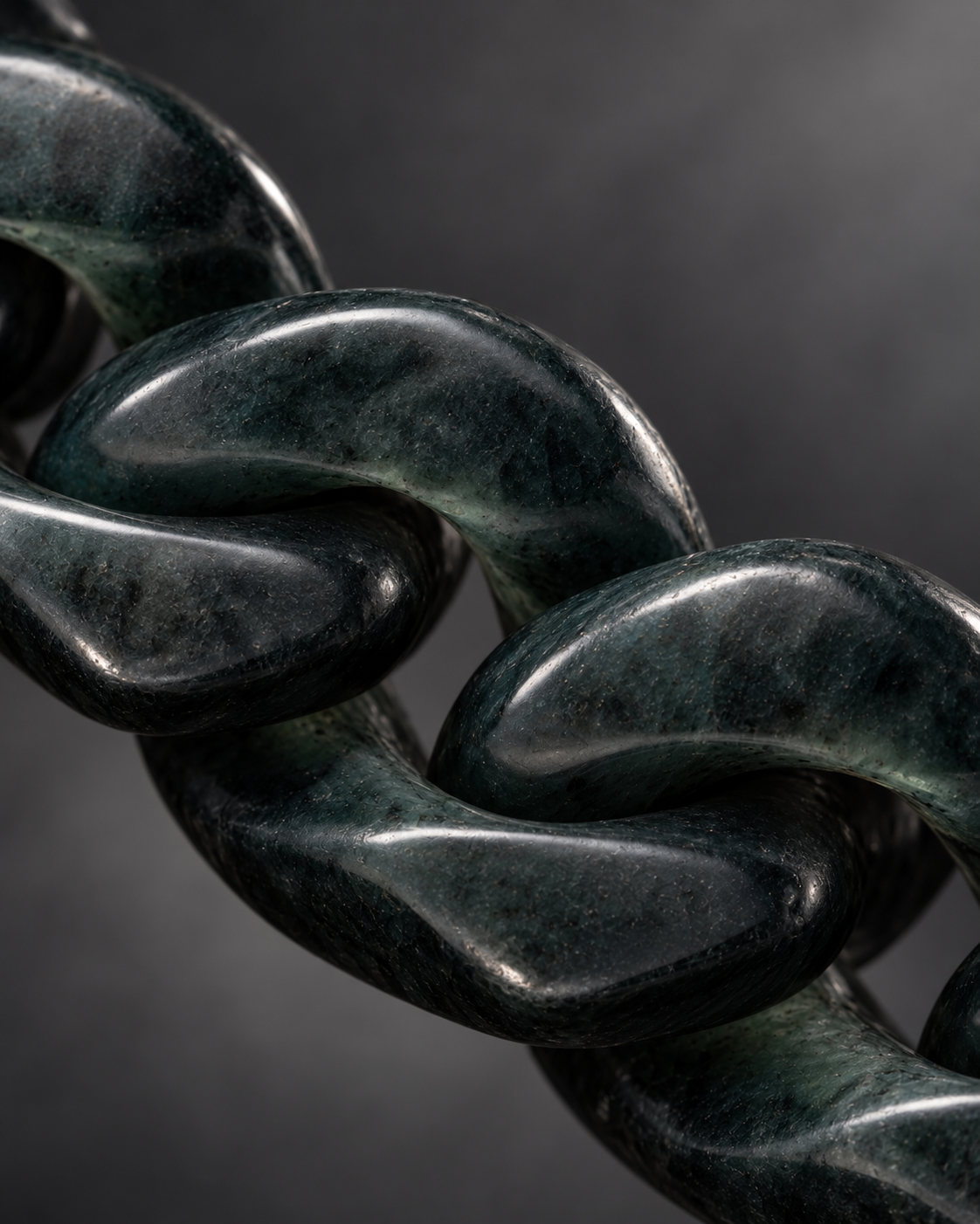 Finish texture close-up of Classic Cuban Link Chain Bracelet In Black Jade