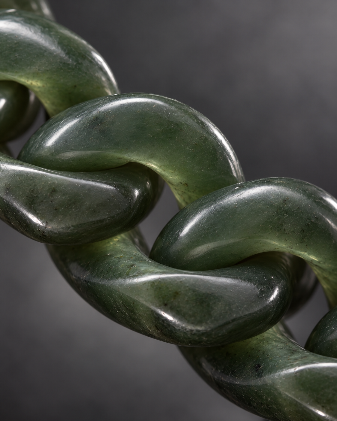 Finish texture close-up of Classic Cuban Link Chain Bracelet In Light Green Nephrite