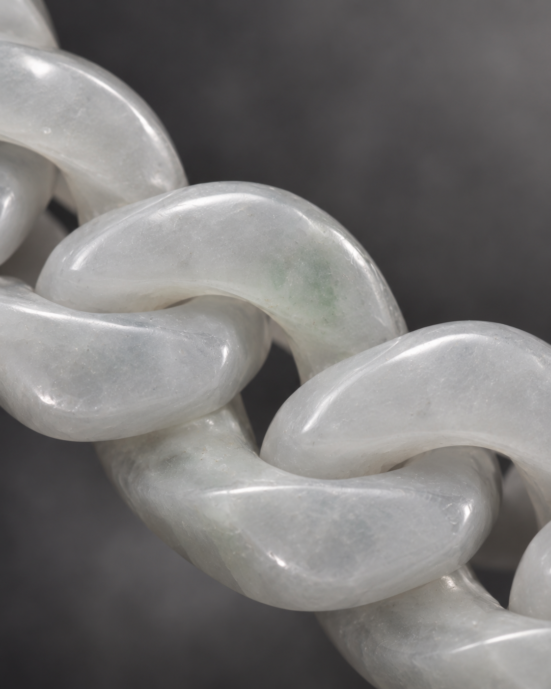 Finish texture close-up of Classic Cuban Link Chain Bracelet In White Jade