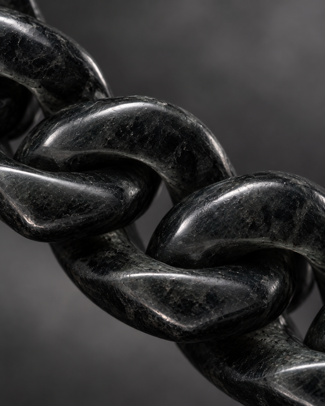 Finish texture close-up of Single Piece Carved Cuban Chain Bracelet In Black Jade