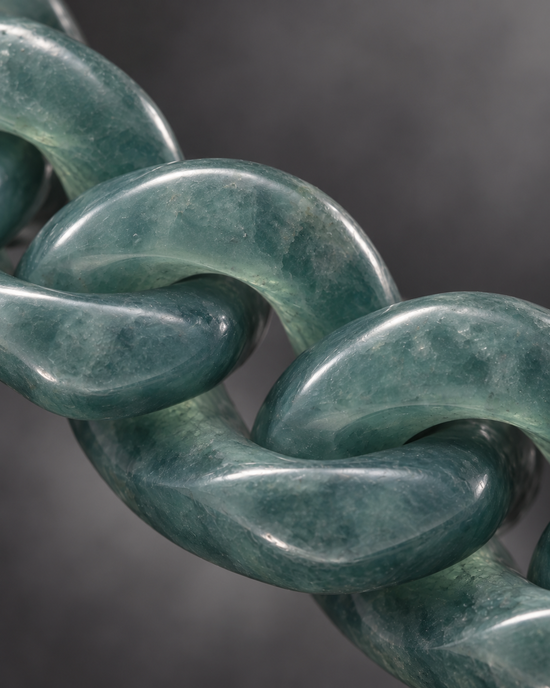 Finish texture close-up of Slim Style Cuban Link Chain Bracelet In Mayan Blue Jade