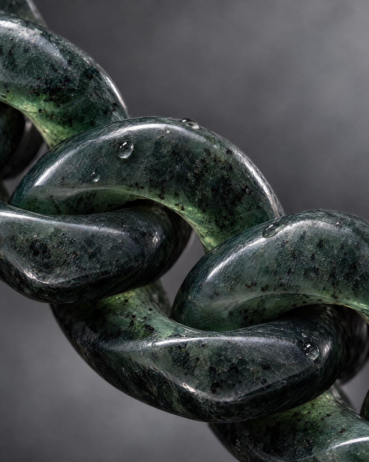 Finish texture close-up of Classic Cuban Link Chain Necklace In Black Jade