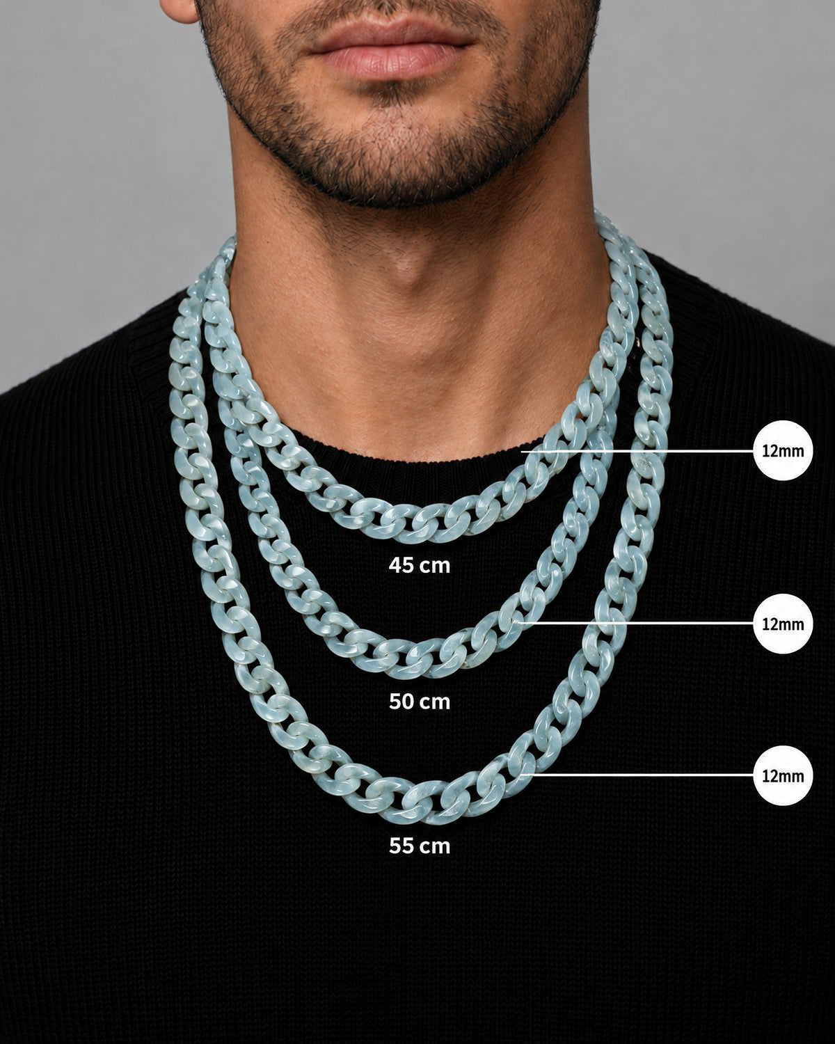 Blue jadeite Cuban link necklace