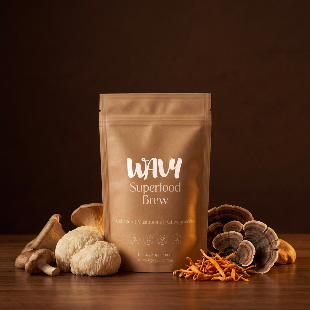 WAVY Superfood Brew with functional mushrooms