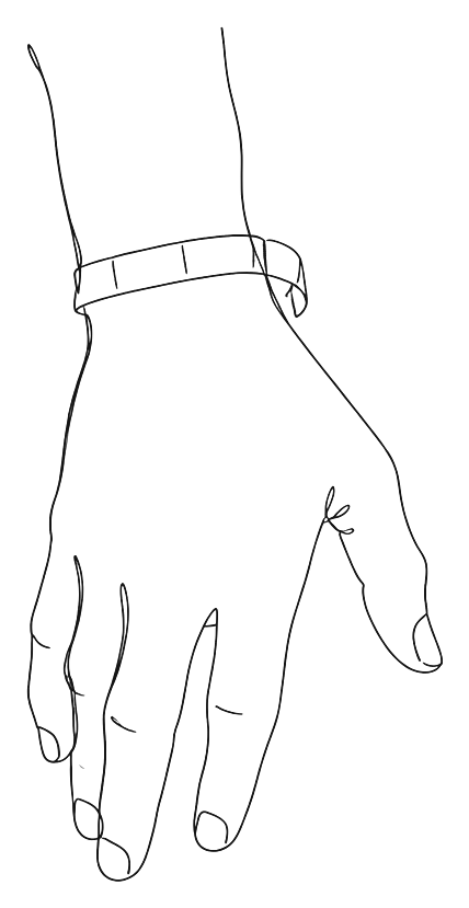 A hand measuring a wrist with a soft tape just above the wrist bone